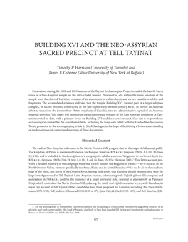 Building Xvi and the Neo-Assyrian Sacred Precinct at Tell Tayinat