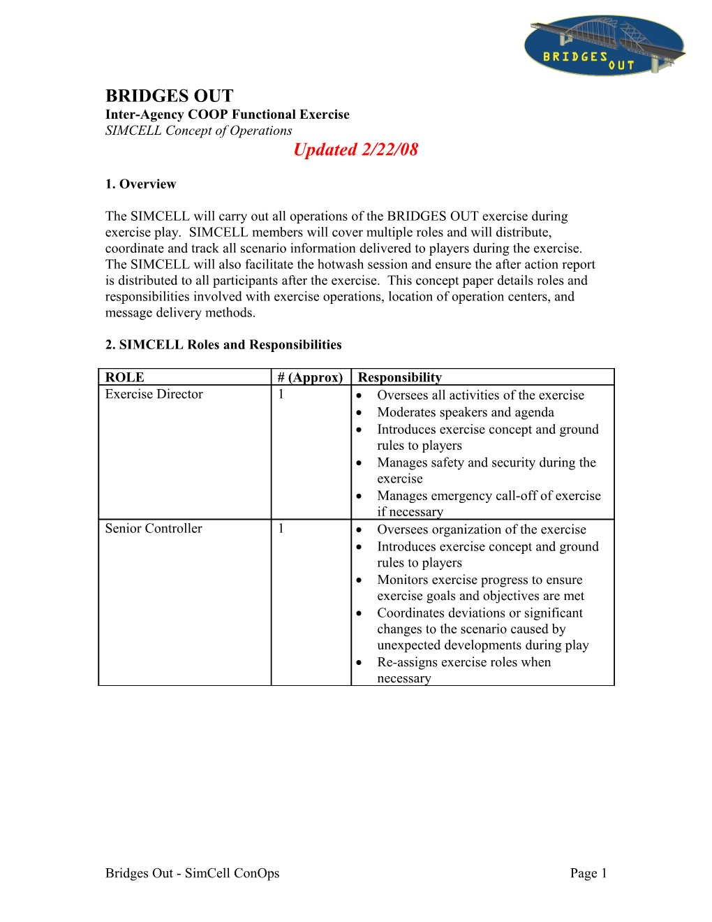 Inter-Agency COOP Functional Exercise