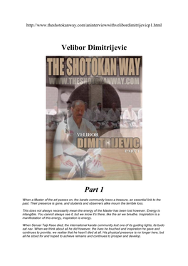 Velibor Dimitrijevic Part 1