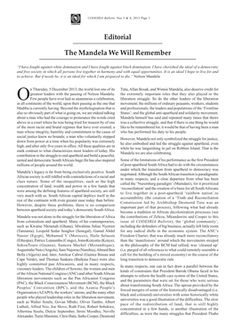 Editorial the Mandela We Will Remember