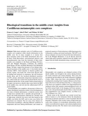 Insights from Cordilleran Metamorphic Core Complexes