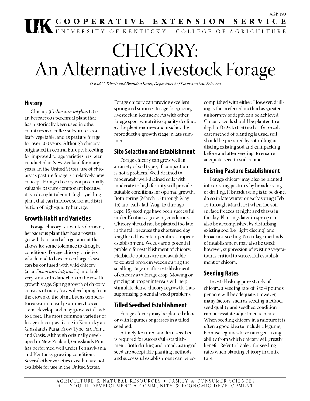 AGR-190: Chicory: an Alternative Livestock Forage