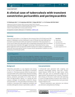 A Clinical Case of Tuberculosis with Transient Constrictive Pericarditis and Perimyocarditis