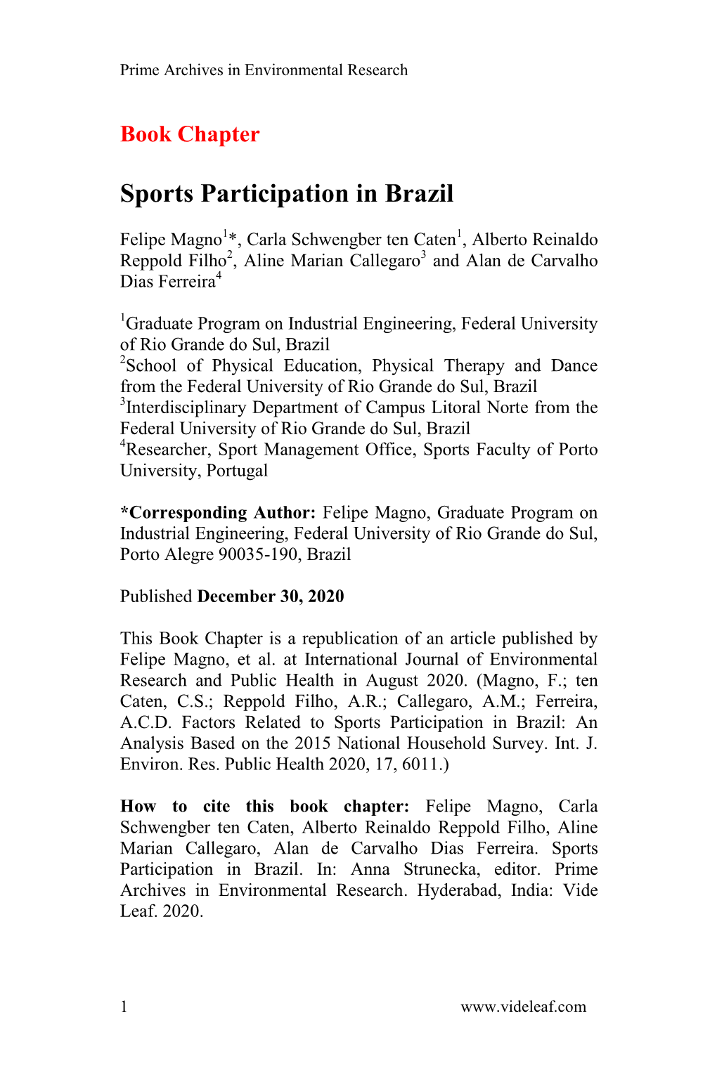 Sports Participation in Brazil