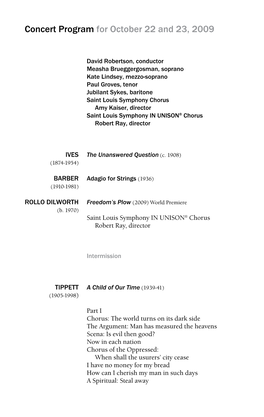 Concert Program for October 22 and 23, 2009