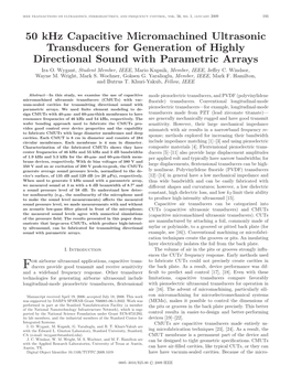 50 Khz Capacitive Micromachined Ultrasonic Transducers for Generation of Highly Directional Sound with Parametric Arrays Ira O