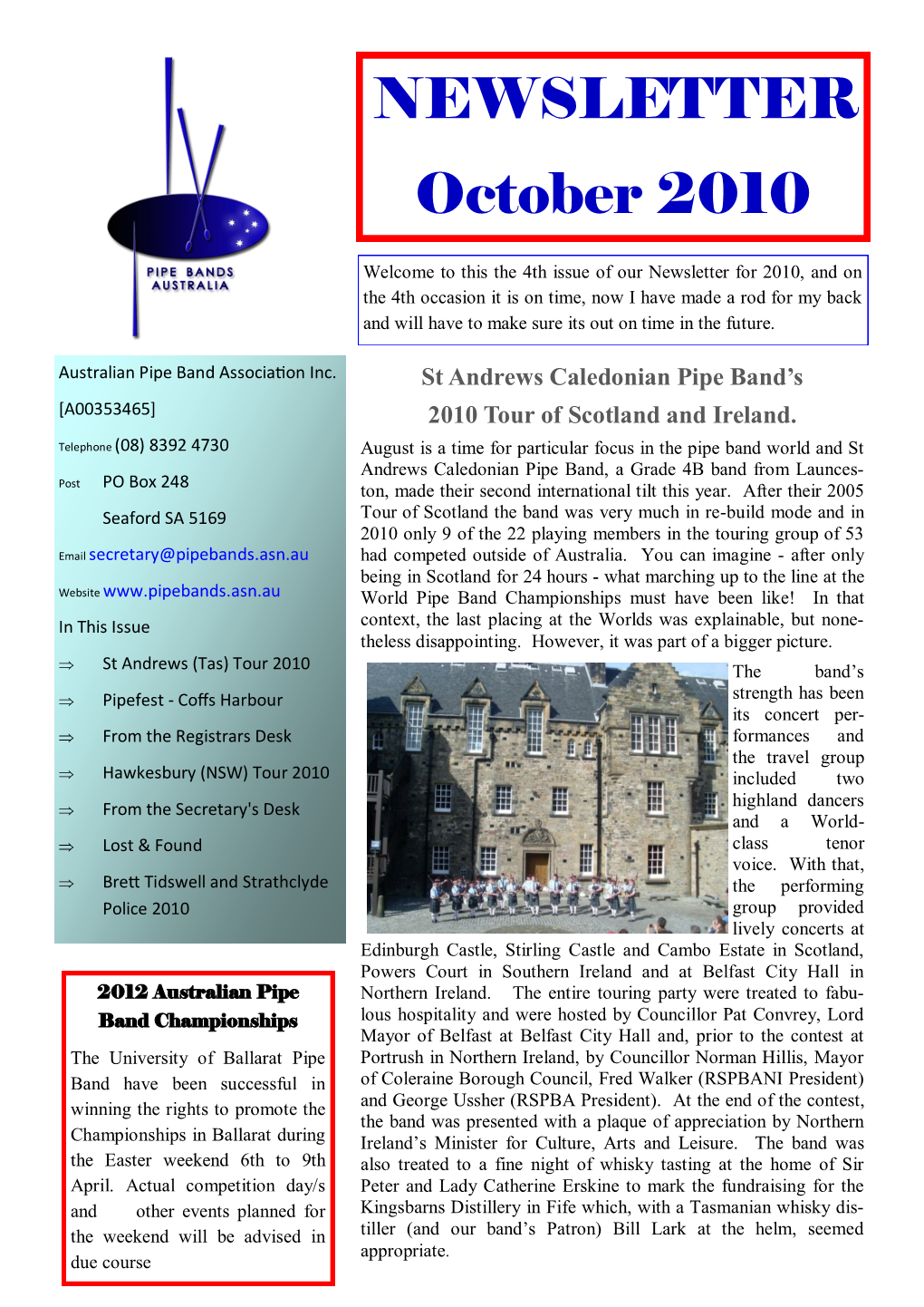 NEWSLETTER October 2010