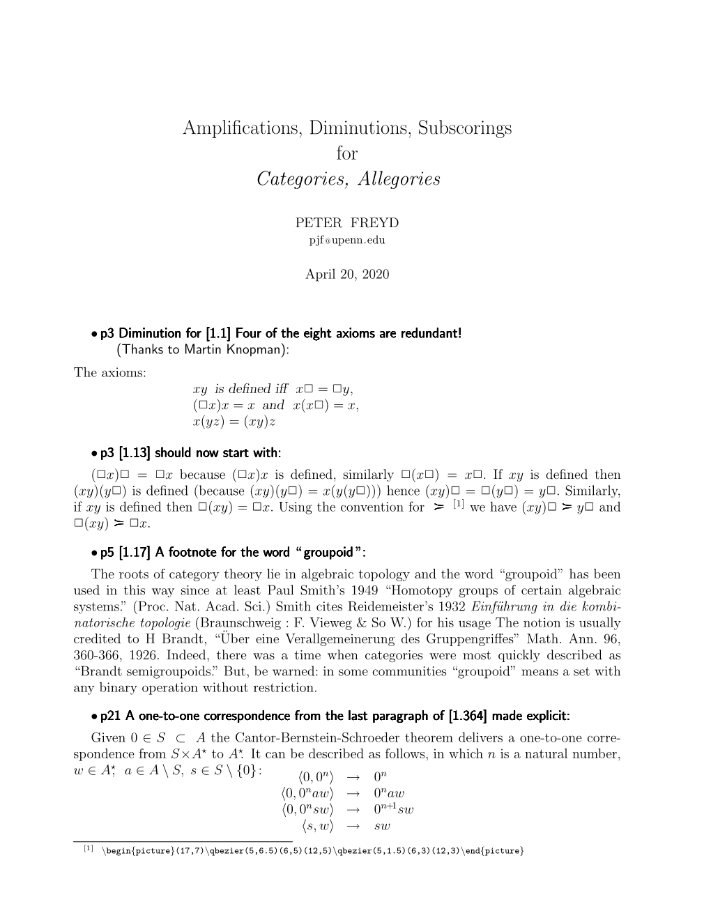 Amplifications, Diminutions, Subscorings for Categories