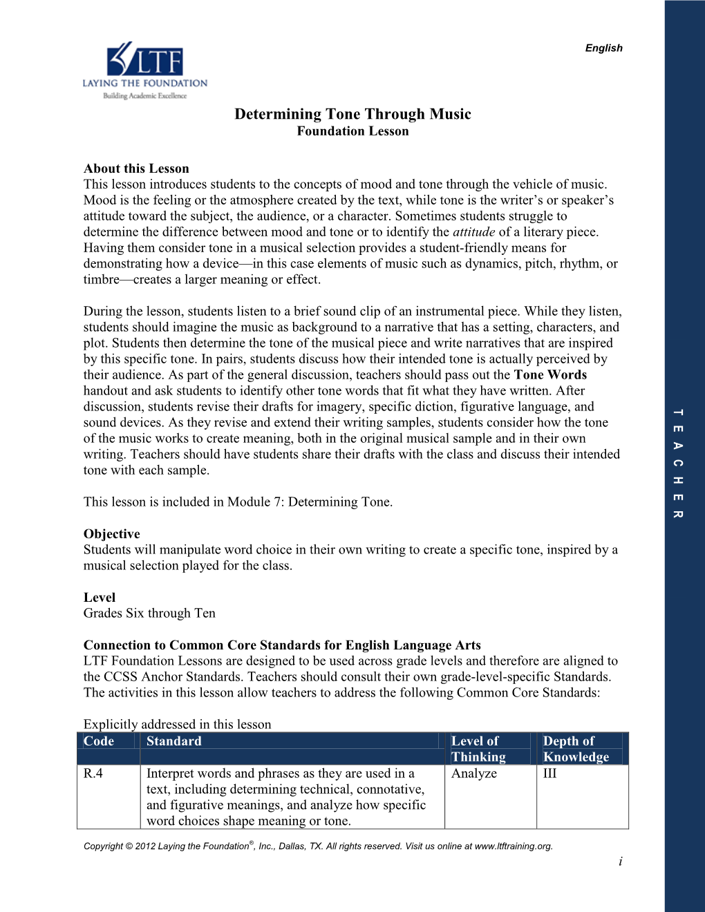 Determining Tone Through Music Through Tone Determining