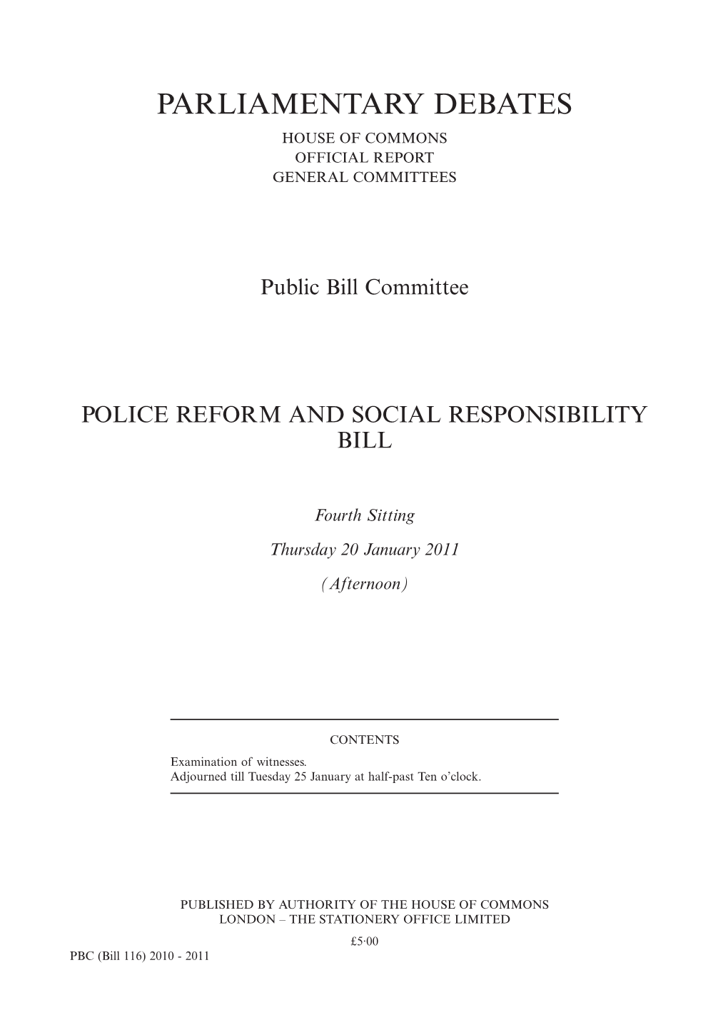 Parliamentary Debates House of Commons Official Report General Committees