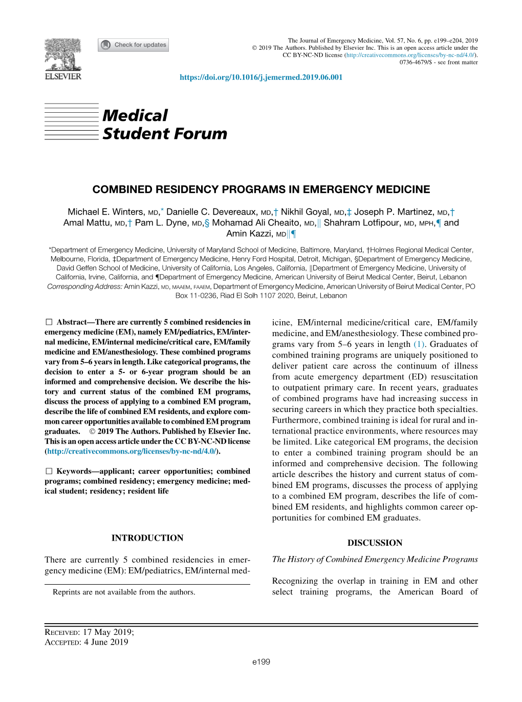 Combined Residency Programs in Emergency Medicine