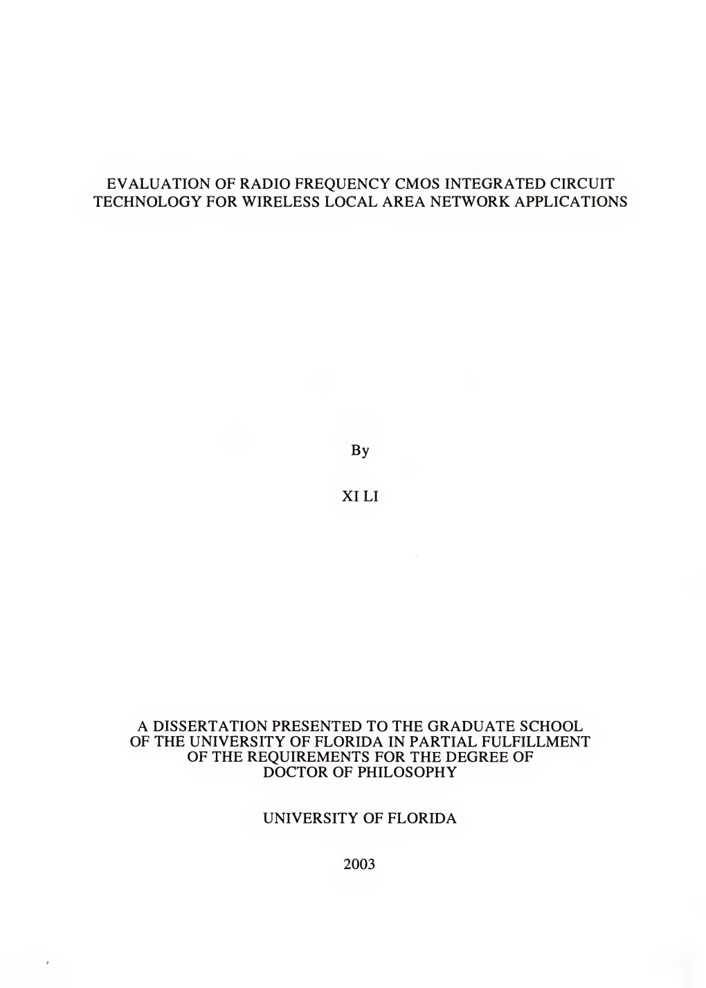 Evaluation of Radio Frequency Cmos Integrated Circuit Technology for Wireless Local Area Network Applications