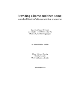 A Study of Montreal's Homeownership Programme