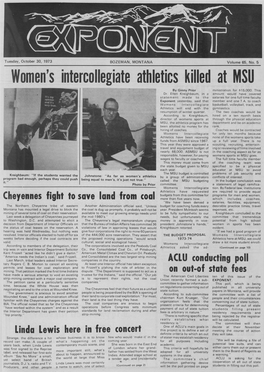 Women's Intercollegiate Athletics Killed at MSU by Ginny Prior Ministration for S 15.000
