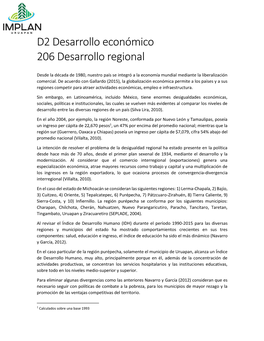 D2 Desarrollo Económico 206 Desarrollo Regional