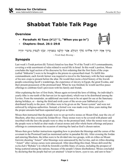 Ki Tavo Torah Study