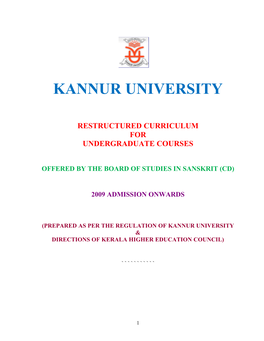 Sanskrit Common for UG Courses 2009 Admission