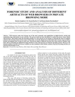 Forensic Study and Analysis of Different Artifacts of Web Browsers in Private Browsing Mode
