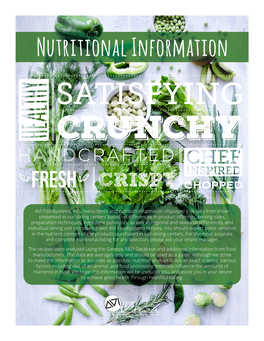Nutritional Information SATISFYING Crunchy CRAFTED FRESH CRISPY Chopped