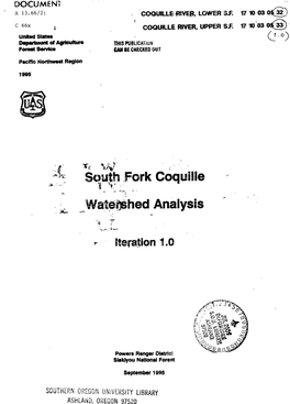 South Fork Coquille Watershed Analysis