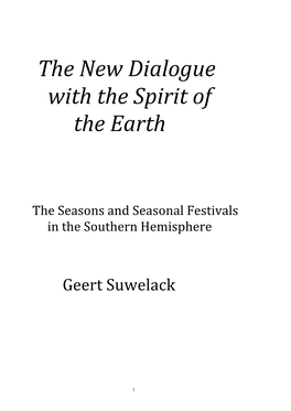 The New Dialogue with the Spirit of the Earth