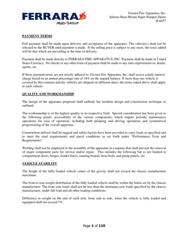 Ferrara Fire Apparatus, Inc. Inferno Rear-Mount Super Pumper Demo H-6057 Page 1 of 110 PAYMENT TERMS Full Payment Shall Be Made