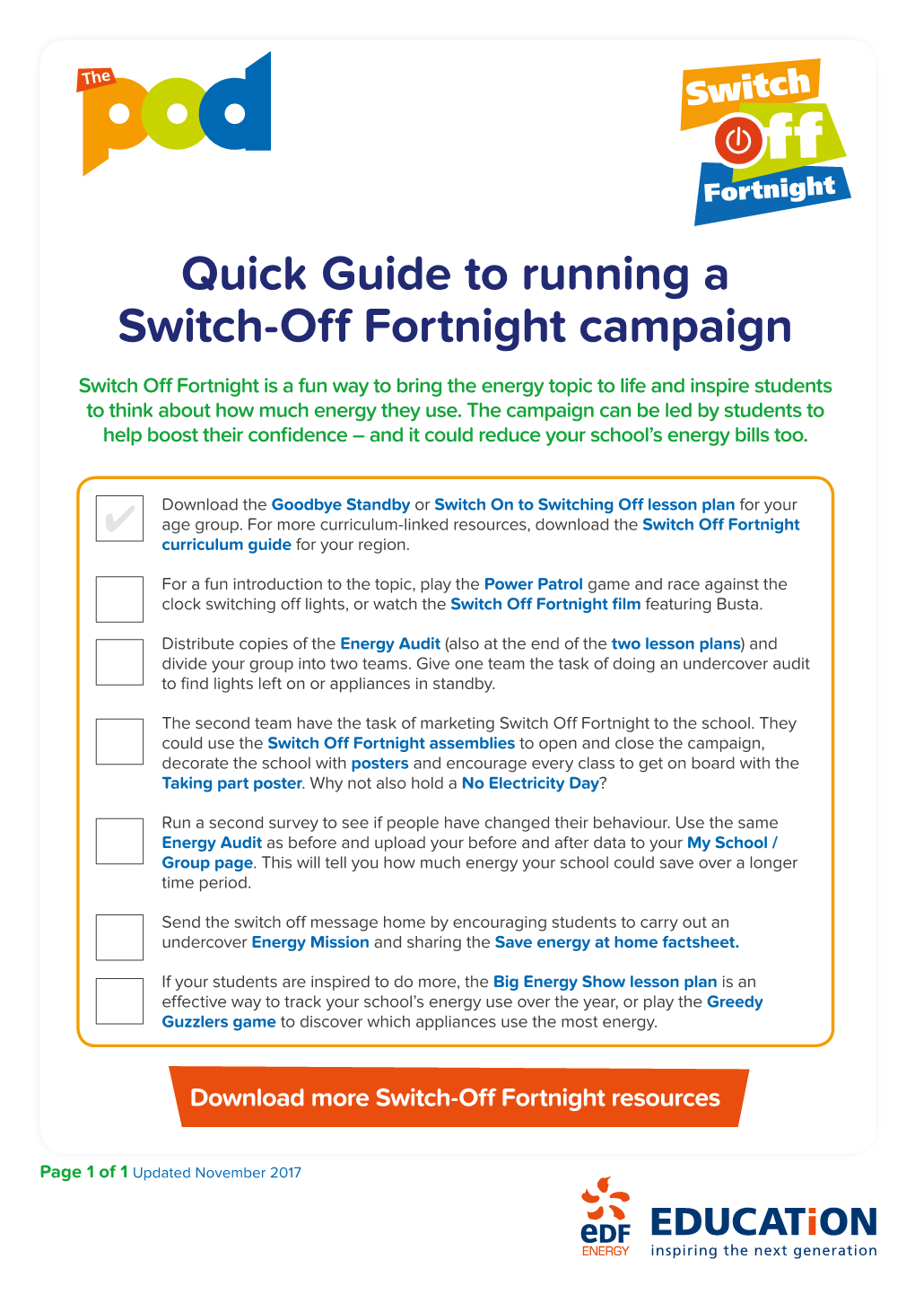 Quick Guide to Running a Switch-Off Fortnight Campaign