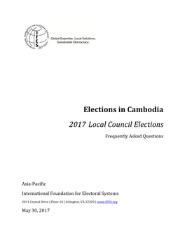 Elections in Cambodia: 2017 Local Council Elections Frequently Asked Questions