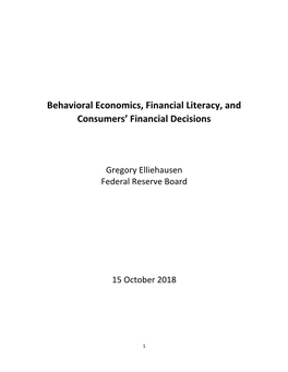 Behavioral Economics, Financial Literacy, and Consumers' Financial