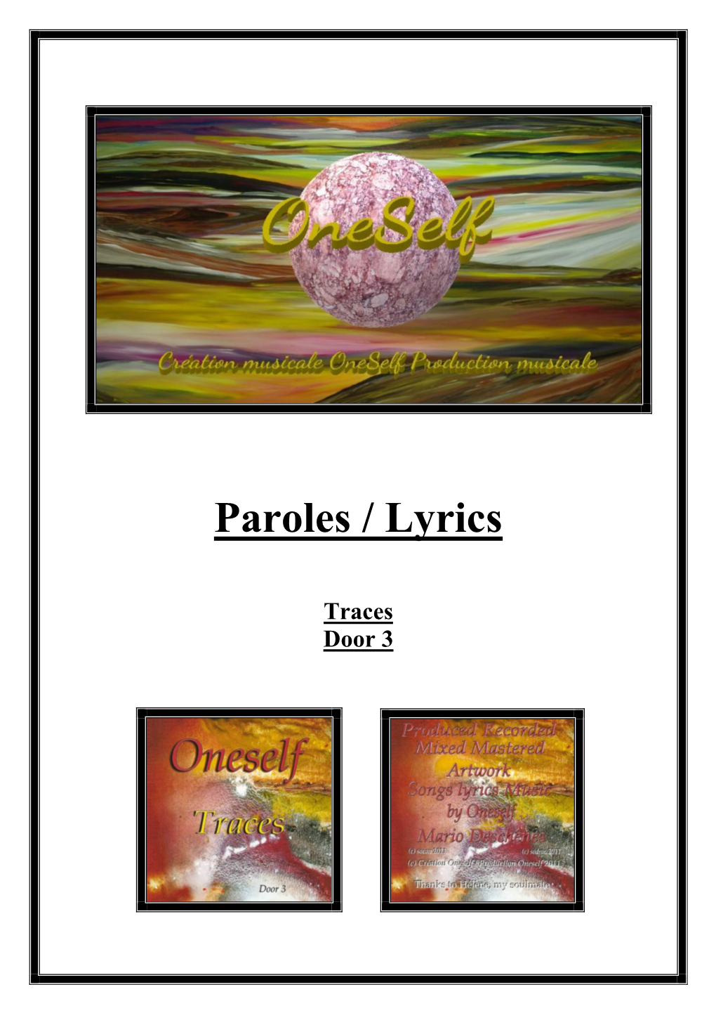 Paroles Lyrics Traces Door 3