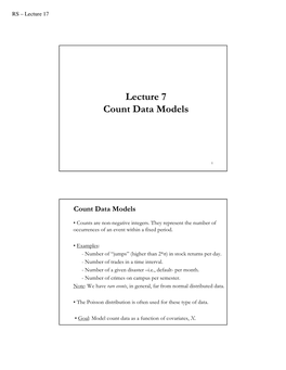 Lecture 7 Count Data Models