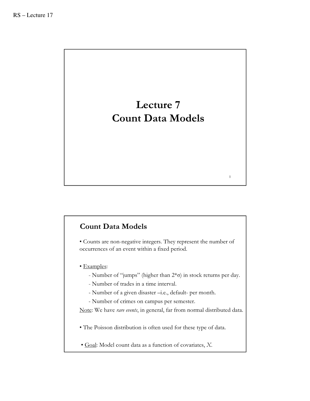 Lecture 7 Count Data Models