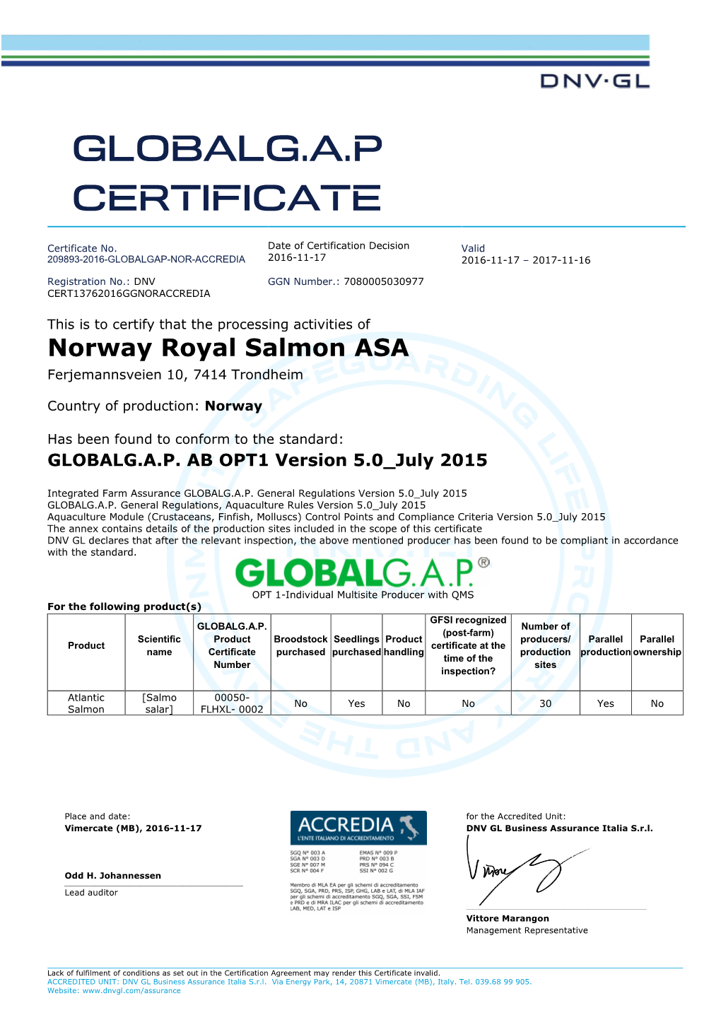 Globalg.A.P Certificate