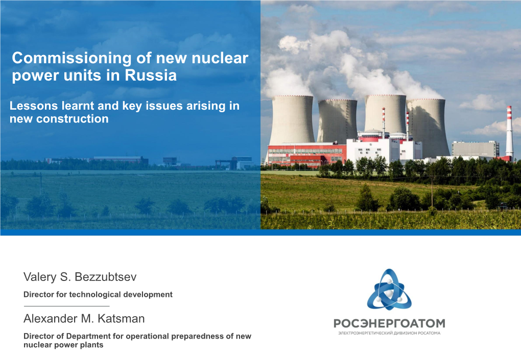 Commissioning of New Nuclear Power Units in Russia