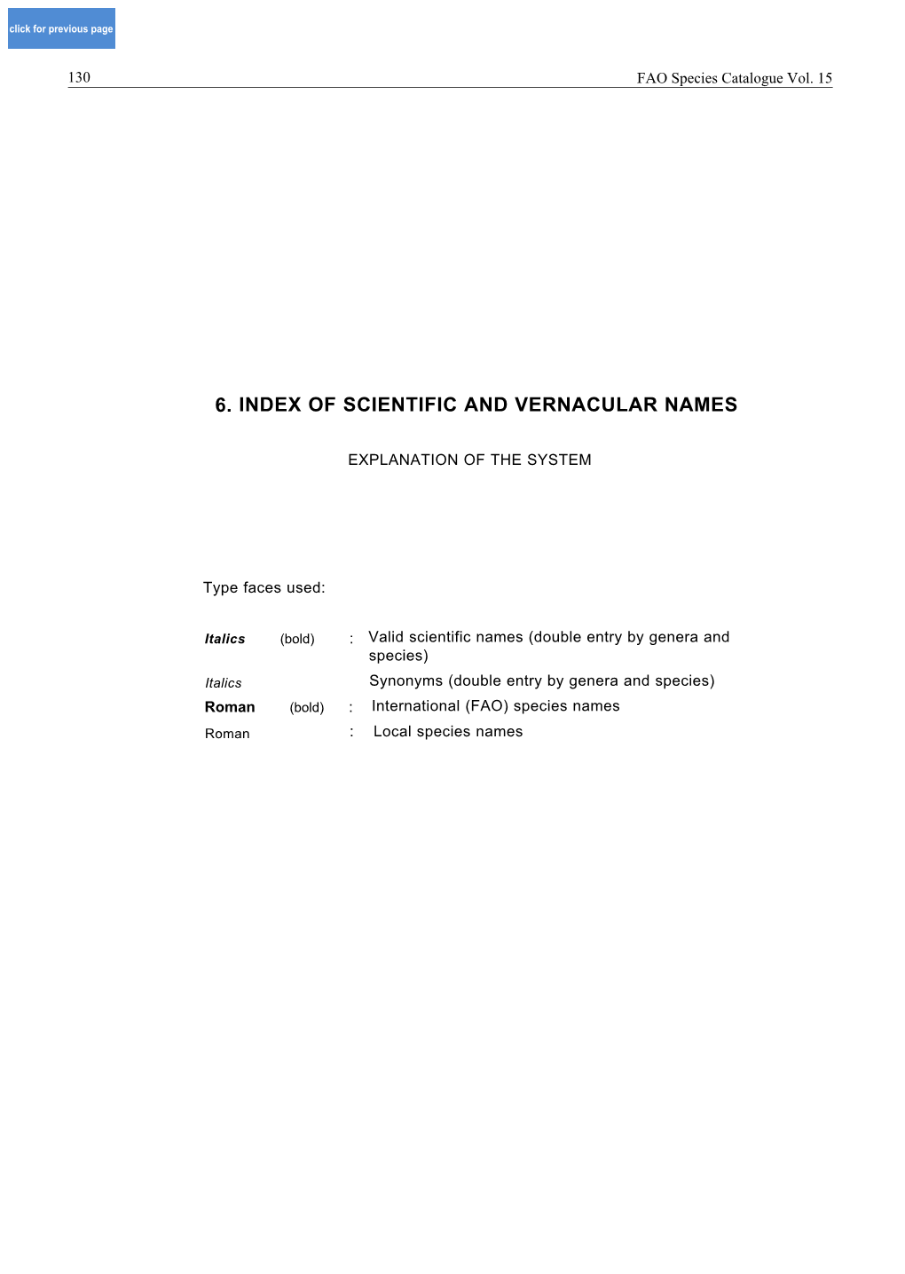 6. Index of Scientific and Vernacular Names