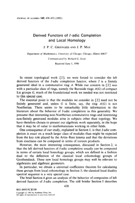 Derived Functors of /-Adic Completion and Local Homology