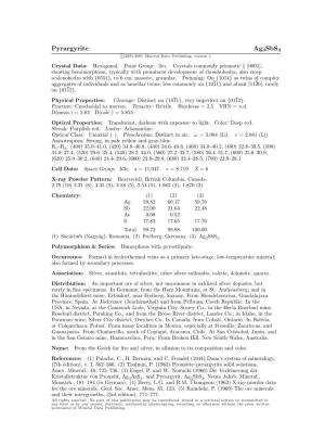 Pyrargyrite Ag3sbs3 C 2001-2005 Mineral Data Publishing, Version 1