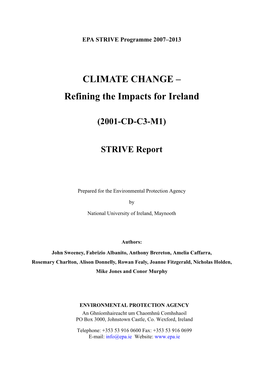 CLIMATE CHANGE – Refining the Impacts for Ireland