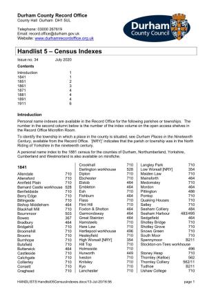 Census Indexes Issue No