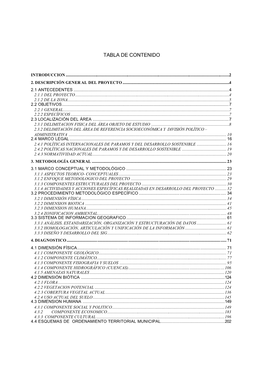 Tabla De Contenido