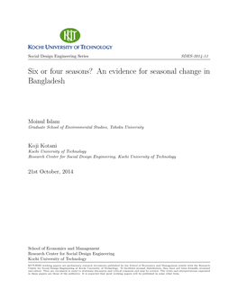 Six Or Four Seasons? an Evidence for Seasonal Change in Bangladesh