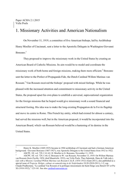 Missionary Activities and American Nationalism