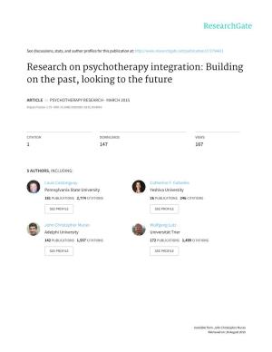 Research on Psychotherapy Integration: Building on the Past, Looking to the Future