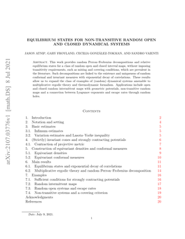 Arxiv:2107.03776V1 [Math.DS] 8 Jul 2021 AO TI,GR RYAD EII OZLZTKA,ADS and GONZÁLEZ-TOKMAN, CECILIA FROYLAND, GARY ATNIP, JASON .Introduction 1