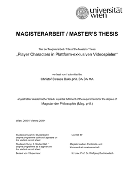 Magisterarbeit / Master's Thesis