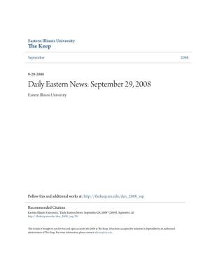 Daily Eastern News: September 29, 2008 Eastern Illinois University