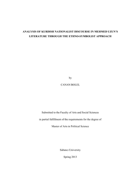 Analysis of Kurdish Nationalist Discourse in Mehmed Uzun’S Literature Through the Ethno-Symbolist Approach