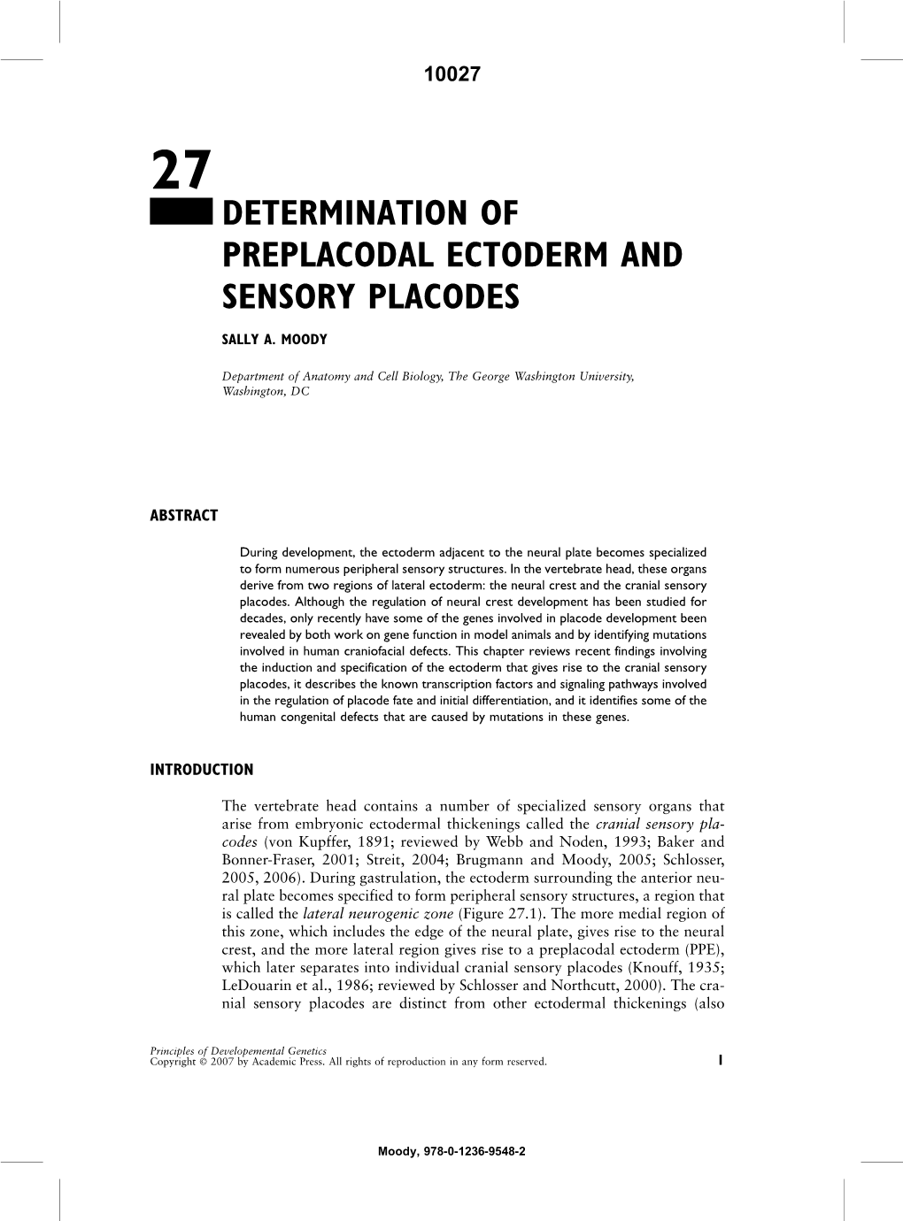 Determination of Preplacodal Ectoderm and Sensory Placodes