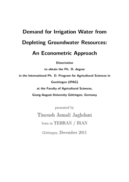 Demand for Irrigation Water from Depleting Groundwater Resources: an Econometric Approach