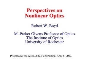 Perspectives on Nonlinear Optics